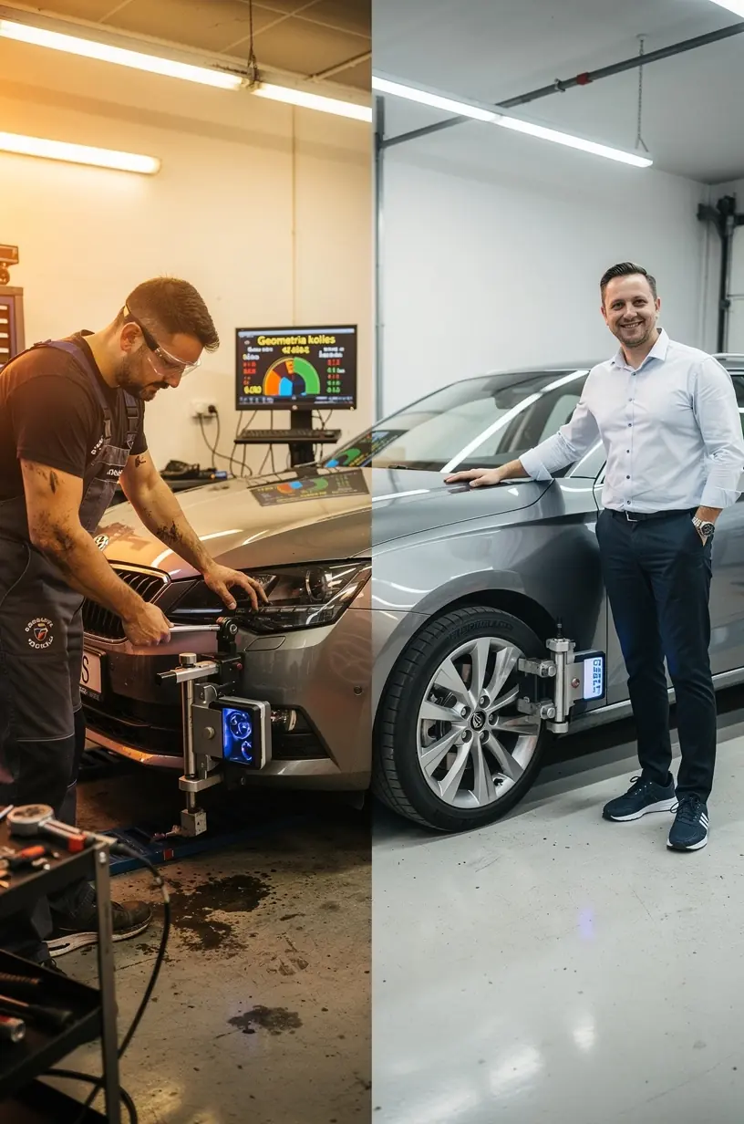 Technik kontroluje a upravuje polohu riadenia pomocou digitálnych nástrojov